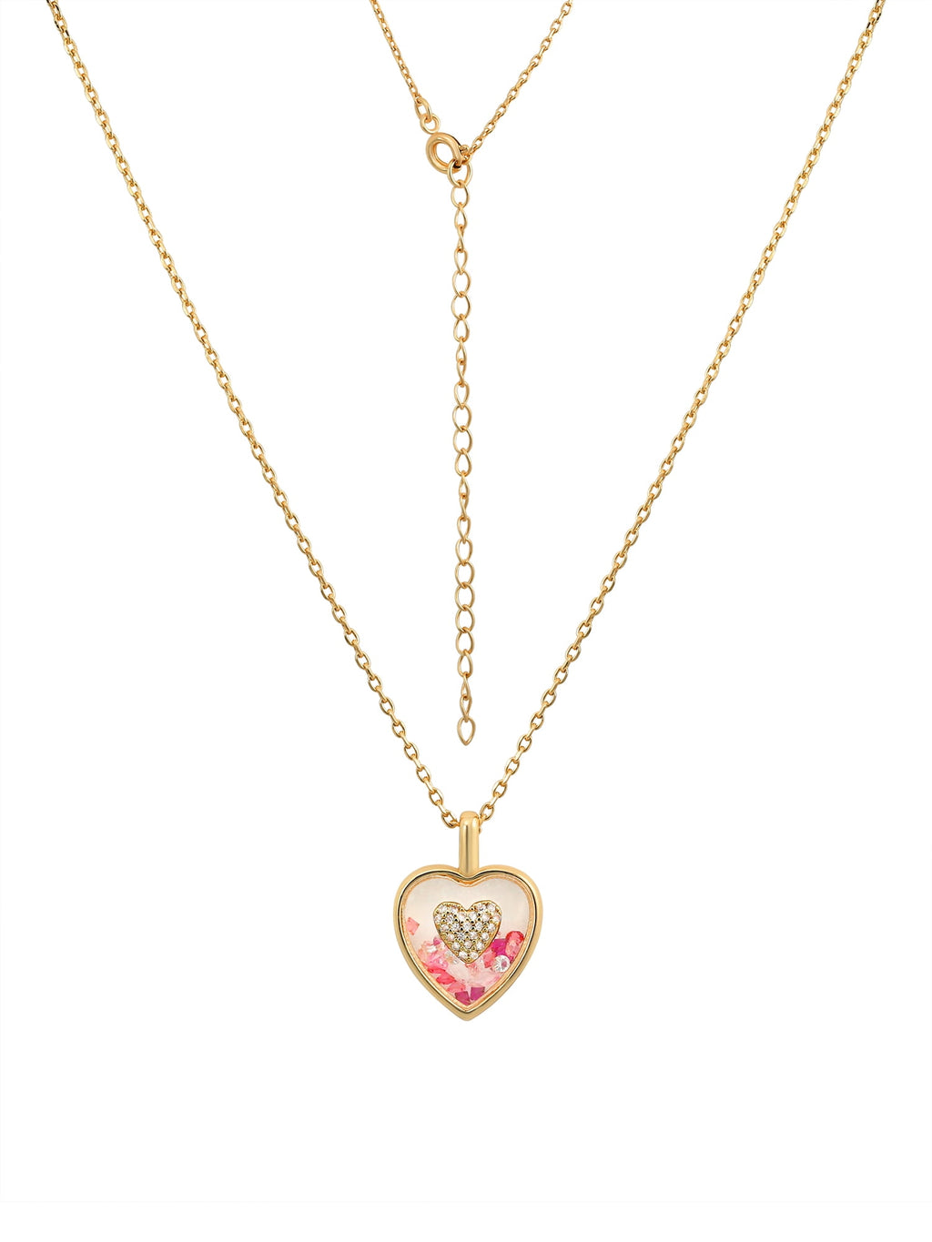 Believe by Brilliance Crystal and Cubic Zirconia Heart Shaker Necklaces in 14KT Gold Flash Plated
