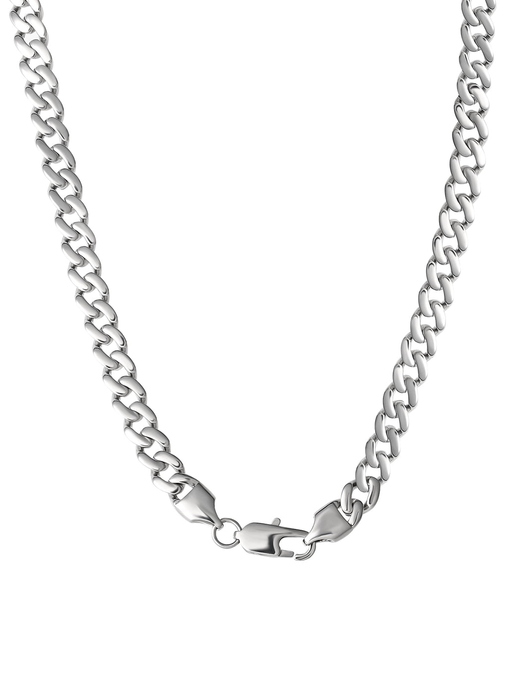 Brilliance Fine Jewelry Men's Stainless Steel Simulated Diamond 7MM Curb Chain Necklace, 22 inches
