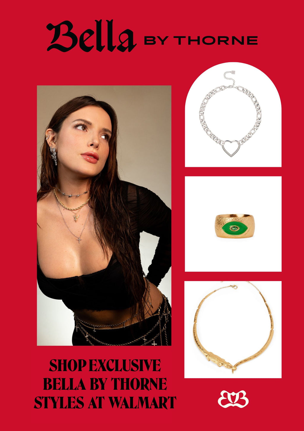 Bella by Thorne Stamtent Hearts CZ Adult Necklace,Gold/Emerald