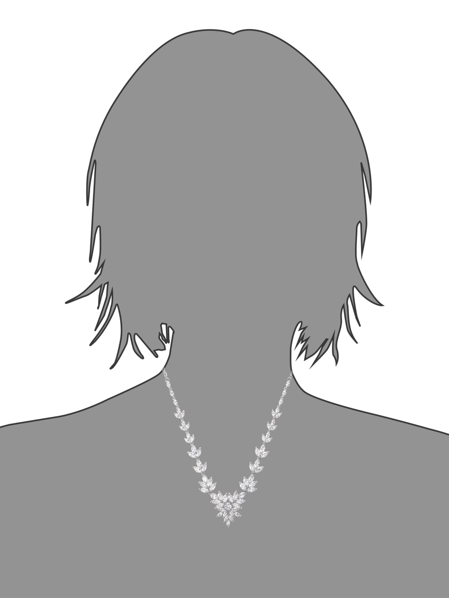 Believe by Brilliance Women's Sterling Silver and Cubic Zirconia Leaves Cluster Statement Necklace, 18"+ 2"