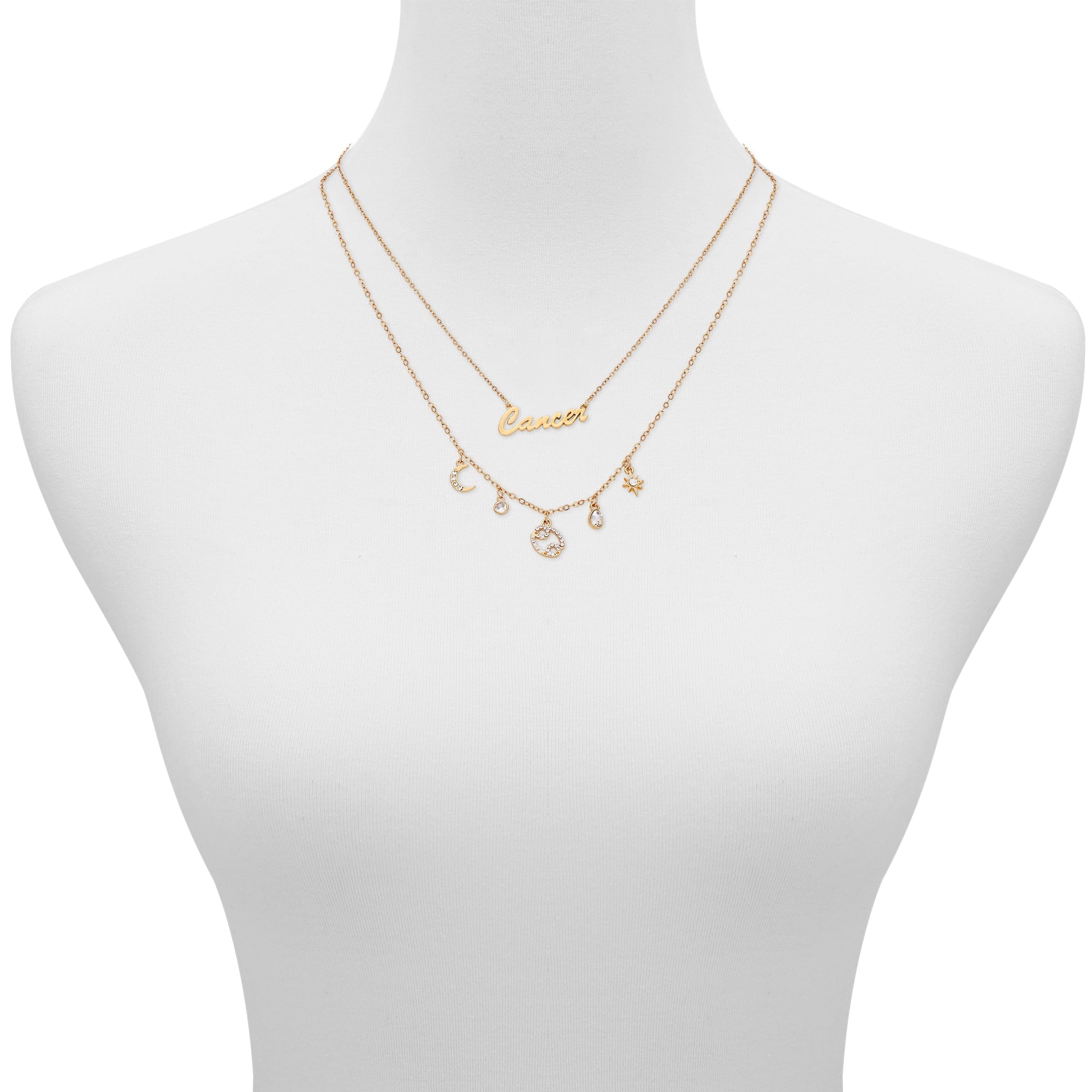 Time and Tru Women's Gold-Tone Layered Cancer Zodiac Charm Necklace.