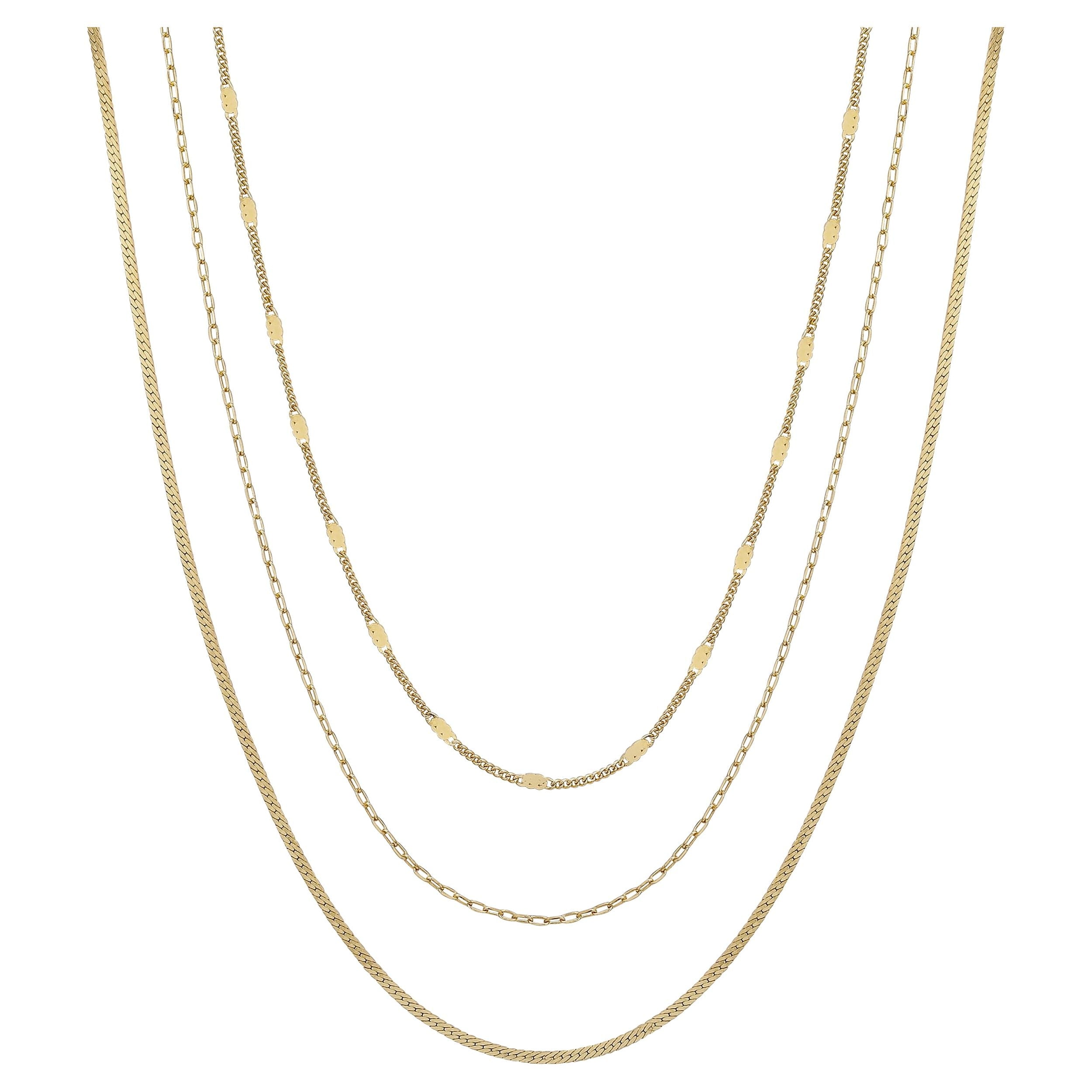 Believe by Brilliance Women's 14Kt Gold Flash Plated Multi-Length Chain Set, 16+2", 18+2", 20+2" Extender