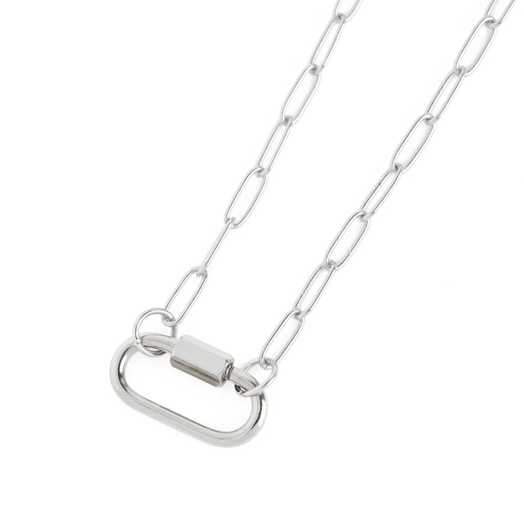 Cousin DIY Silver Paperclip Chain with Carabiner Pendant, 18"+3" Extender, Metal, Adult, 69995781