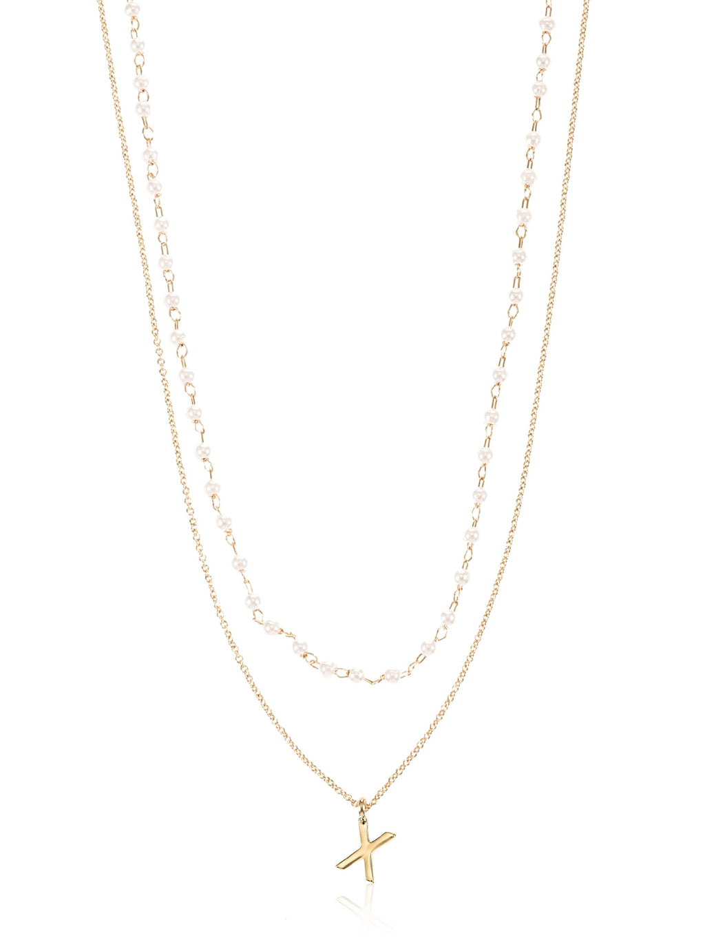 Time and Tru Goldtone Initial Letter Necklace Set, 2 Pieces, Letter X