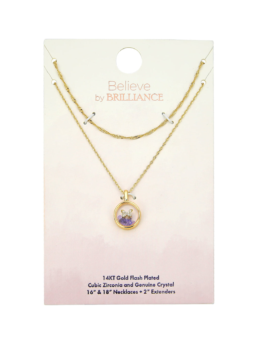 Believe by Brilliance Crystal and Cubic Zirconia Round Shaker Necklaces in 14KT Gold Flash Plated