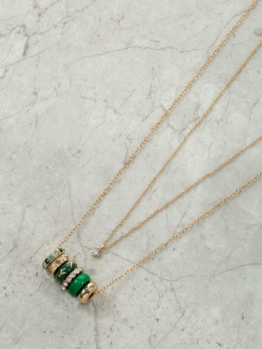 Time and Tru Women's Goldtone Round Charm Necklace, "Luck" Pink/Purple, 1 Piece