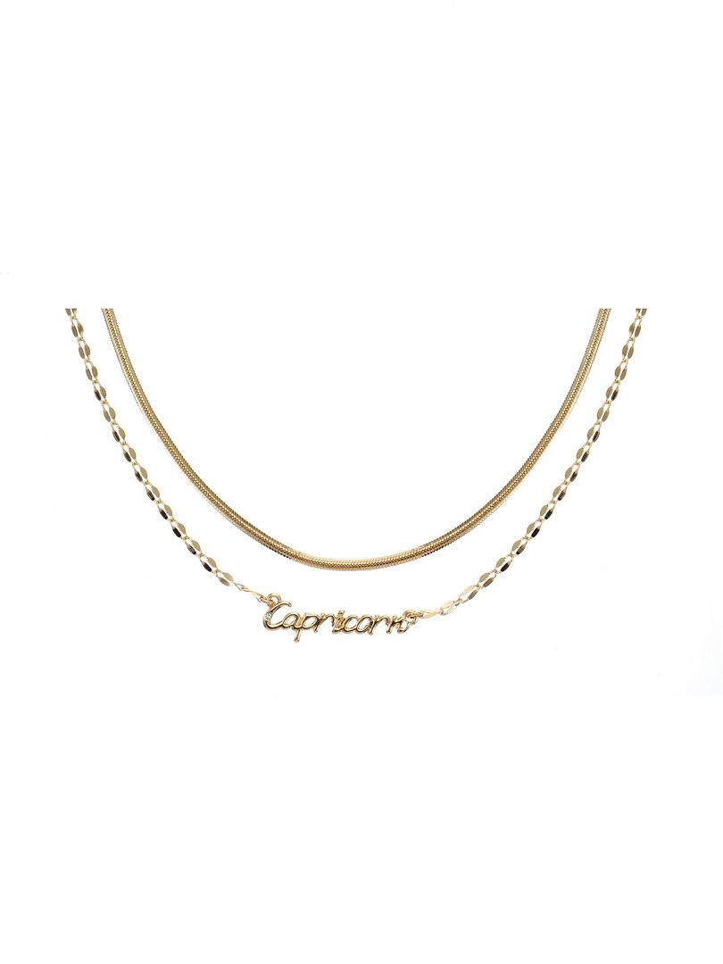 Time and Tru Goldtone Zodiac Necklace Set for Women, 2 Piece Set